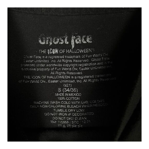 Men's Ghost Face SCREAM Horror Movie The Icon of Halloween Black Graphic Shirt S - Picture 4 of 4